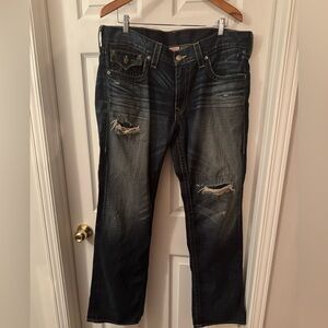 True Religion Distressed Buddha Jeans - Vintage Wash & Ripped Style, Size 36x32L